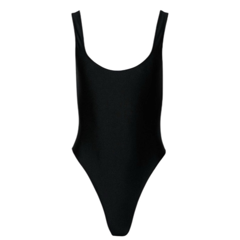 RAVESUITS black Y2K style Bite Me One Piece unpadded U back Swimsuit size M NWT